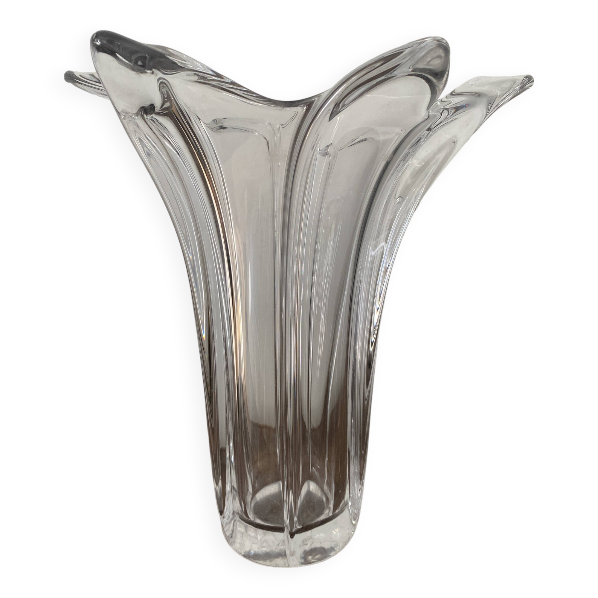 Vintage art deco crystal vase flared corolla flower shape