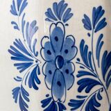 Pair of Royal Delft blue and white ceramic table lamps, 1905, with new pleated silk shades.