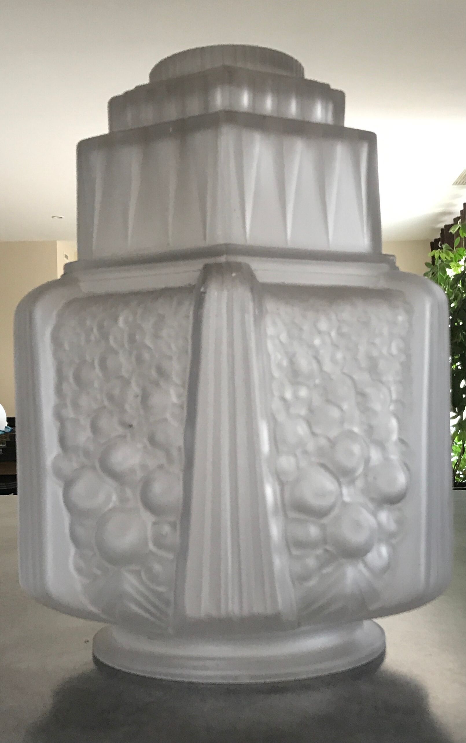 Old frosted glass lampshade suspension ceiling lamp art deco 30 cm