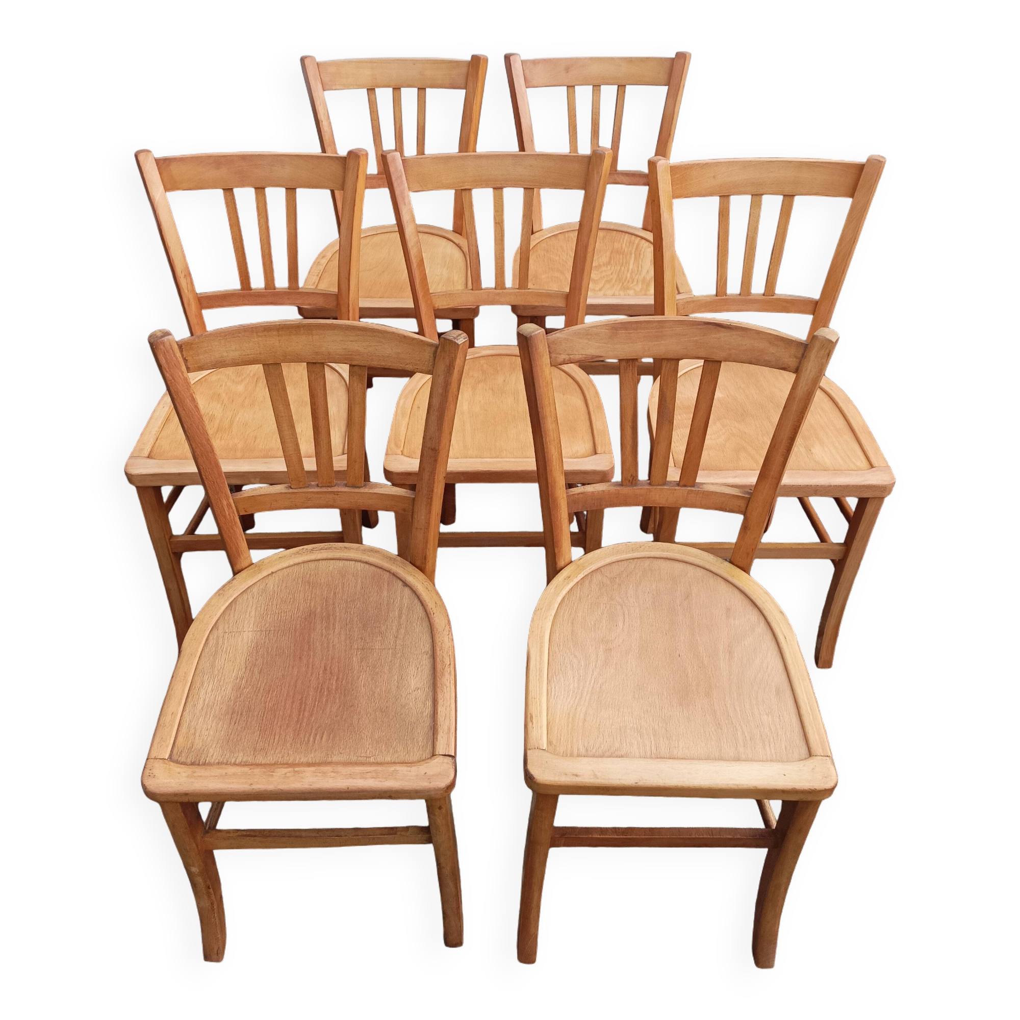 Lot de 7 chaises bistrot Luterma, 1950