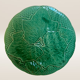 Set of 6 green earthenware dessert plates, vine leaf pattern.