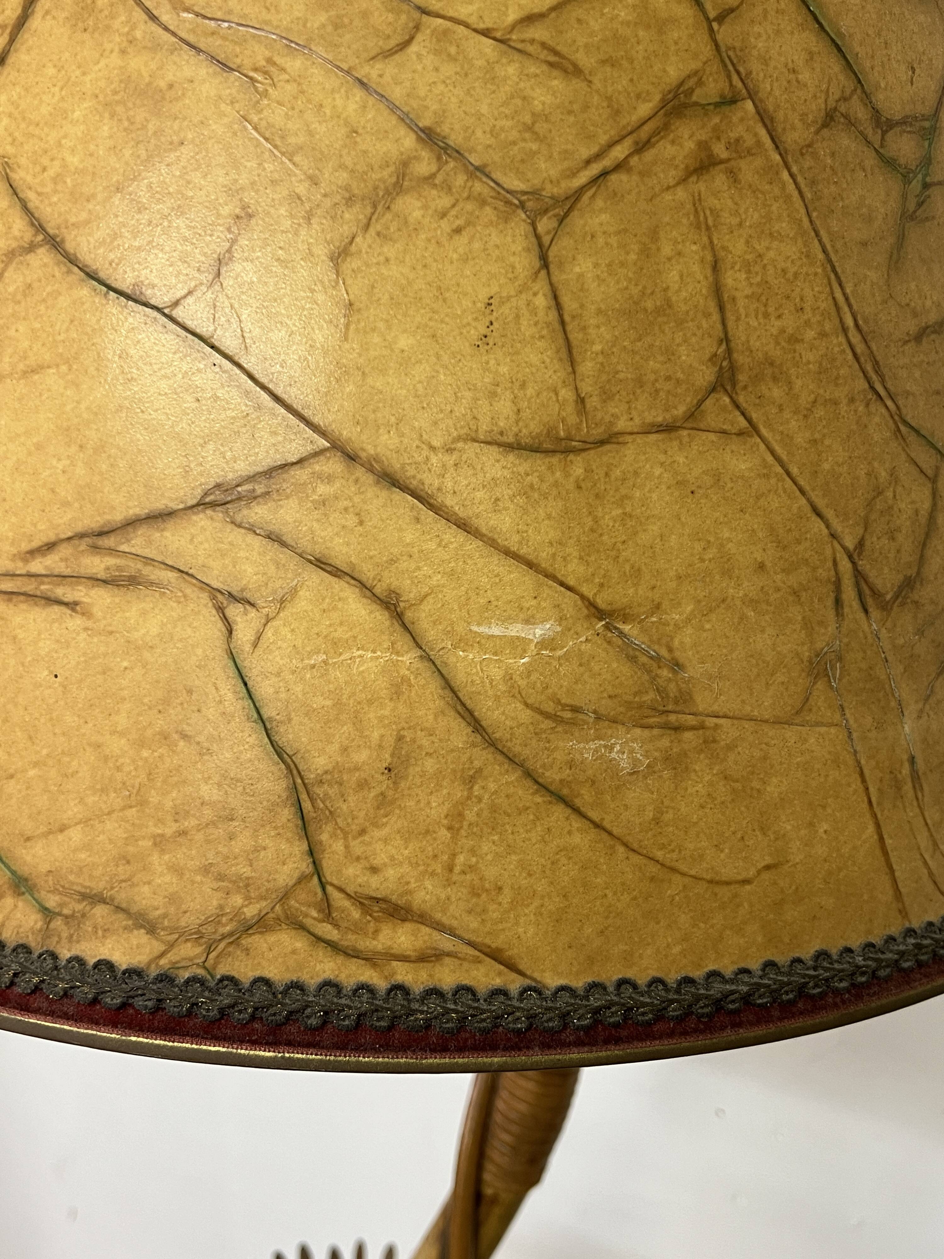 Rattan and bamboo plant holder floor lamp from the 70s