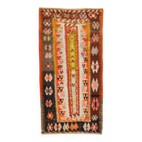 4x8 Multicolor Geometric Style Kilim Rug, 129x255 Antique Decor