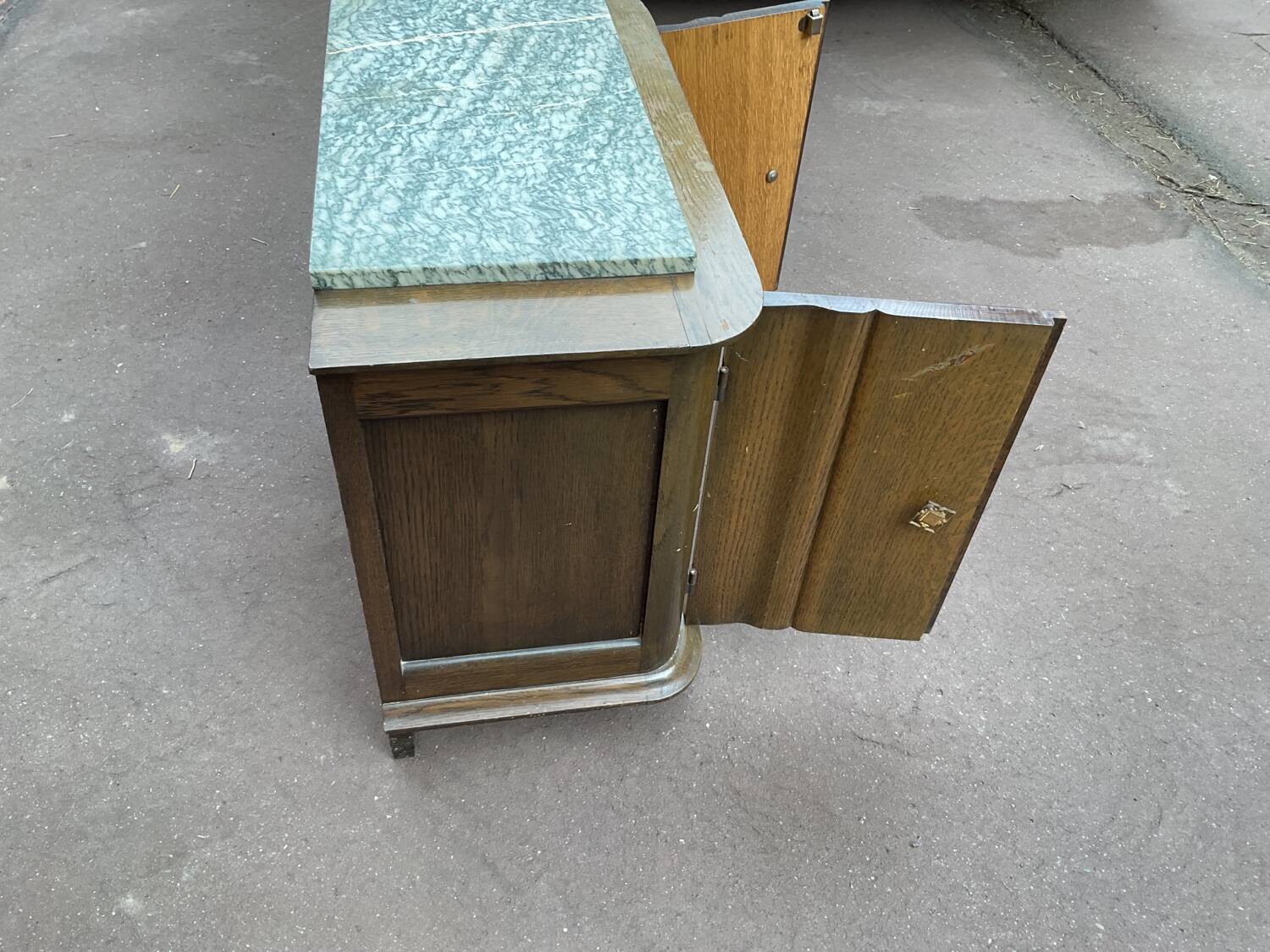 Oak and marble bedside table