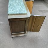 Oak and marble bedside table