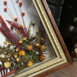 Naturalistic frame taxidermy butterflies vintage dried flowers