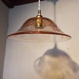 Vintage pink glass pendant light