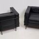 Pair of vintage armchairs Hugues Chevalier in leather 1980