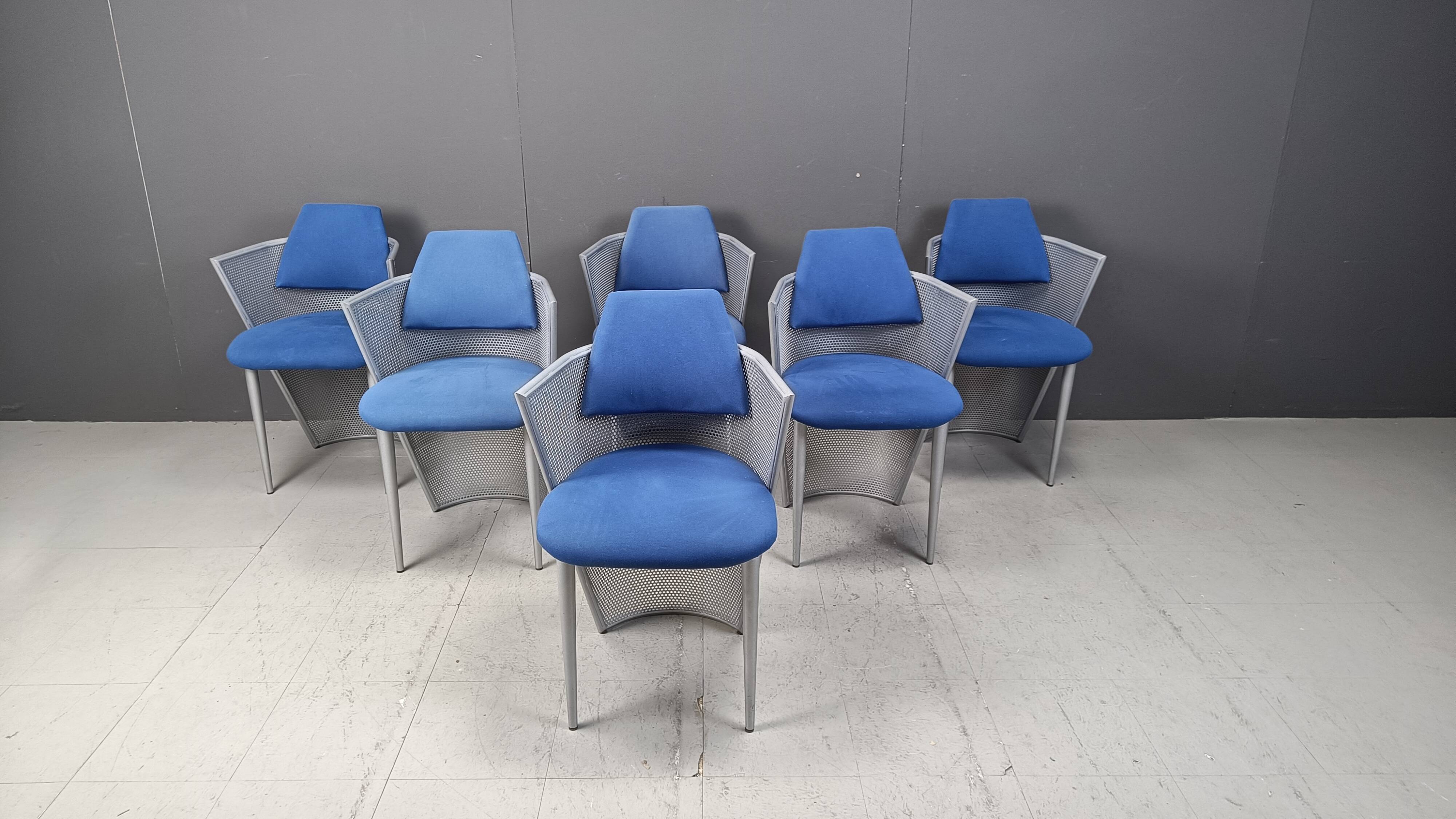 Set of 6 postmodern dining chairs, 1980s