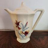 Digouin Sarreguemines coffee service with iris decoration