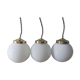 Lot de 3 suspensions art deco avec globe en opaline blanche