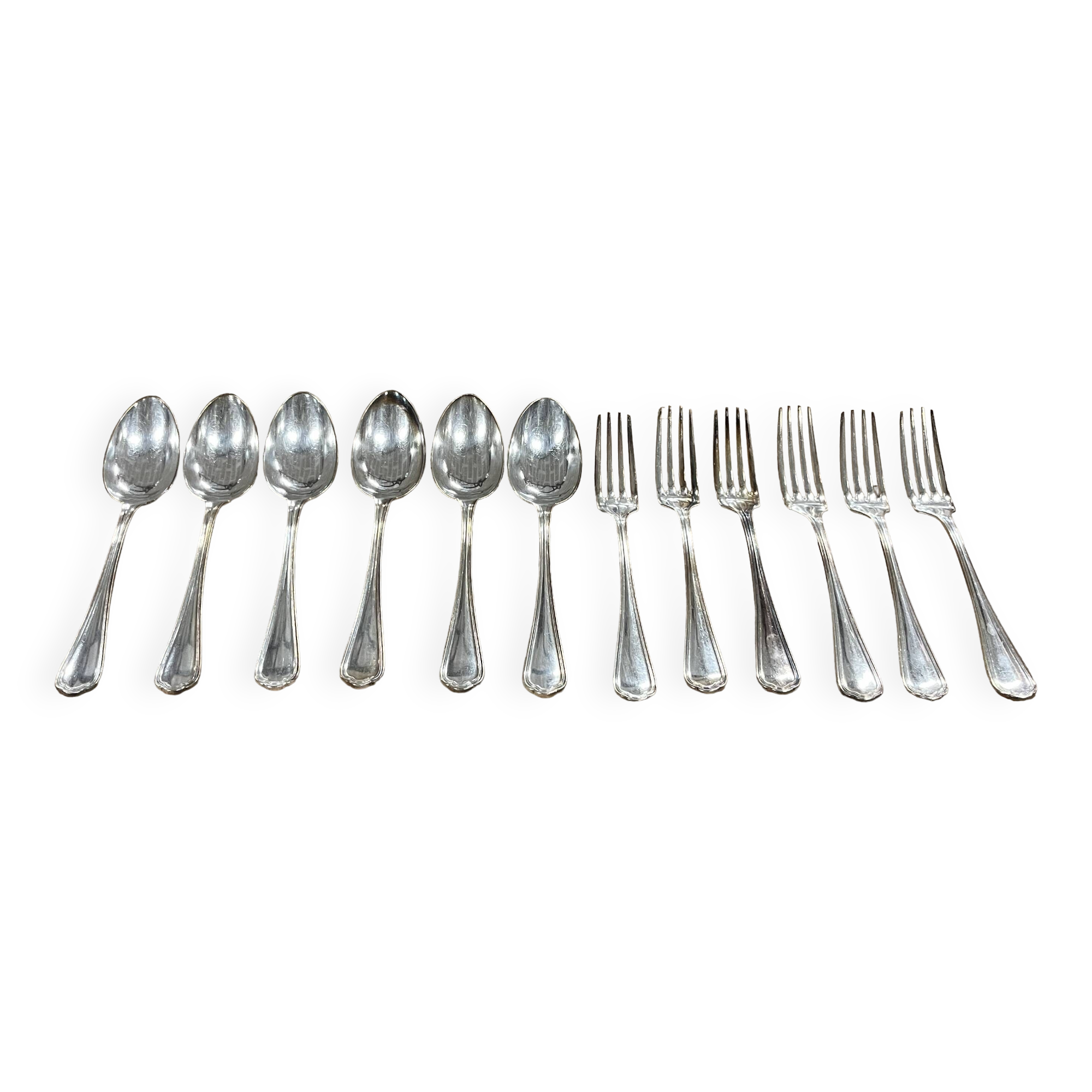Set of 12 cutlery signed Christofle model Spatours in silver metal