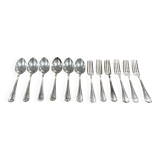 Set of 12 cutlery signed Christofle model Spatours in silver metal