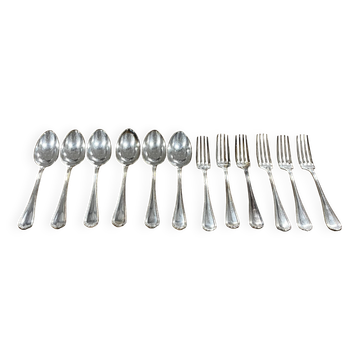 Set of 12 cutlery signed Christofle model Spatours in silver metal