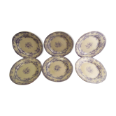 Service of 6 flat plates faience Sarreguemines Ceres Mauve Lavender