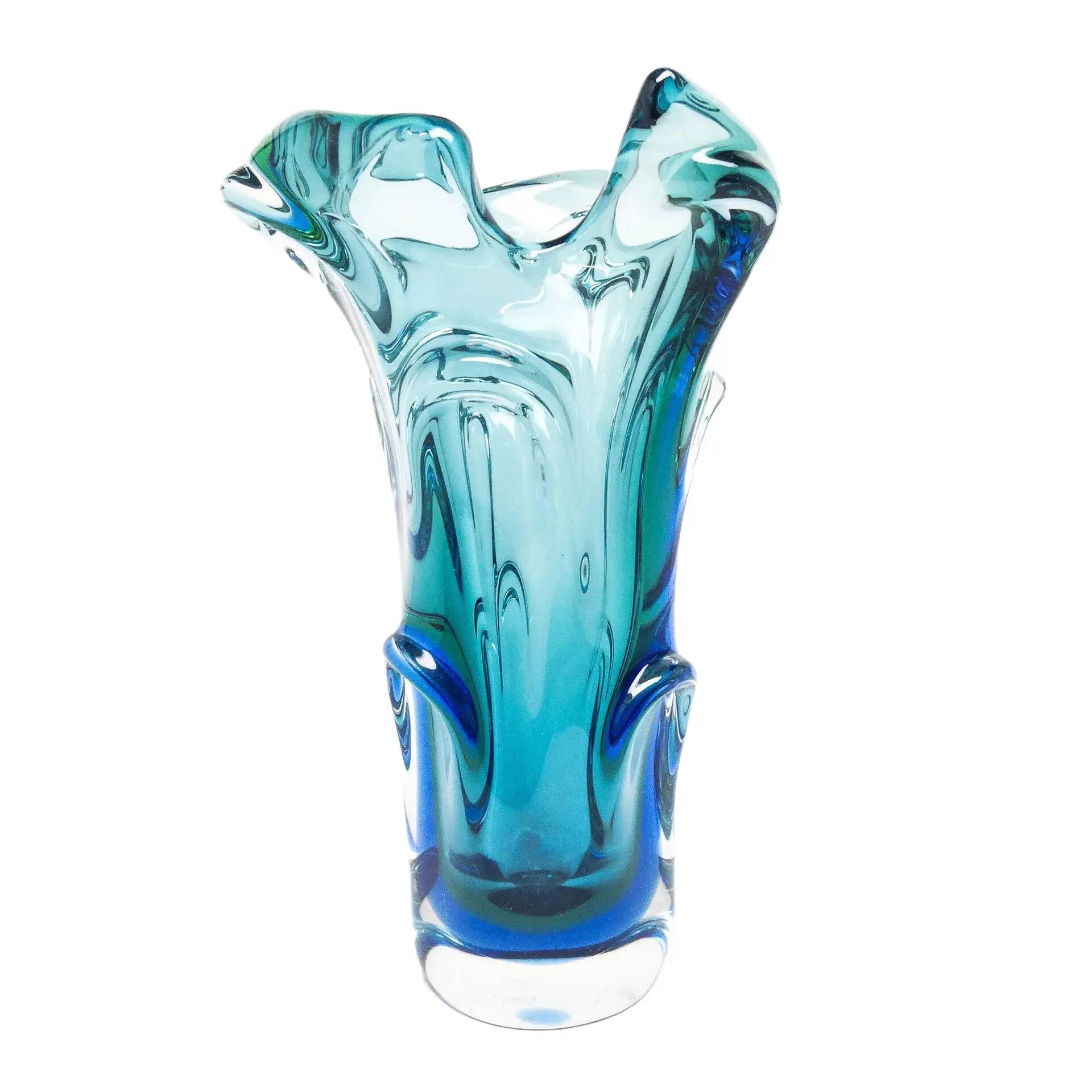 Vase moderne du milieu du siècle, en verre multicolore, conçu par J. Hospodka, Tchécoslovaquie, années 1960.