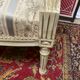 Louis XVI style bench carved with original fabrics and silks