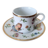 Cup and saucer in porcelain Henriette Butterfly pattern