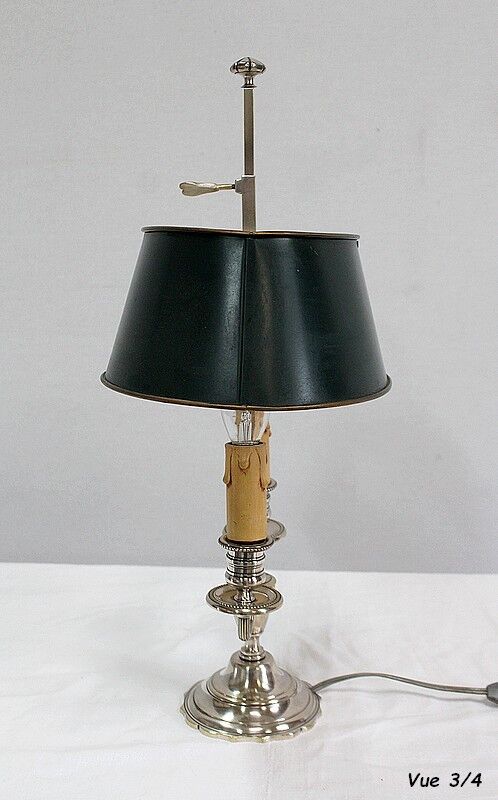 Bouillotte lamp in silver metal, empire style - early twentieth century