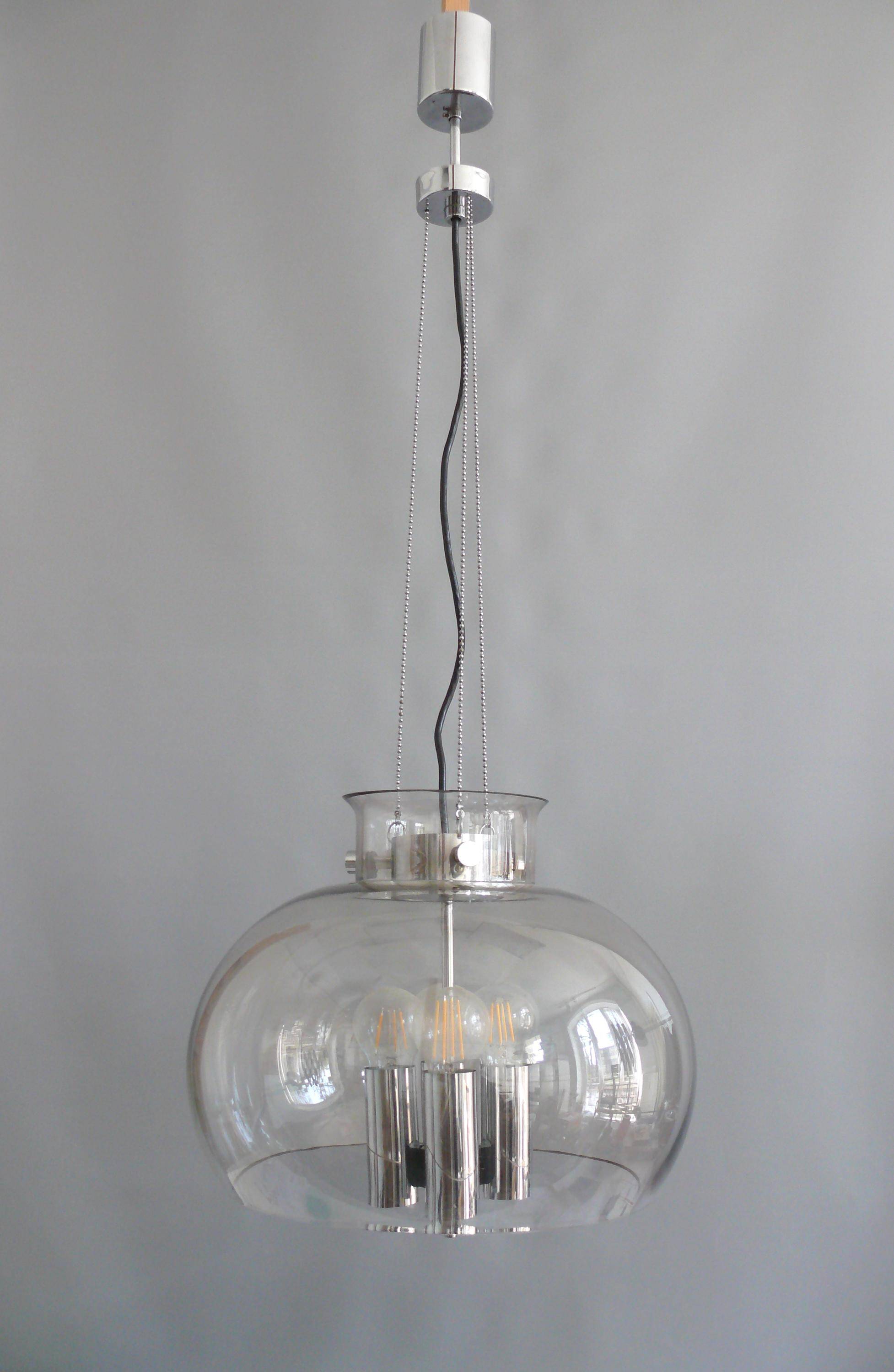 Four-light glass pendant lamp, Glashütte, Limburg, 1970s, pendant, ceiling light