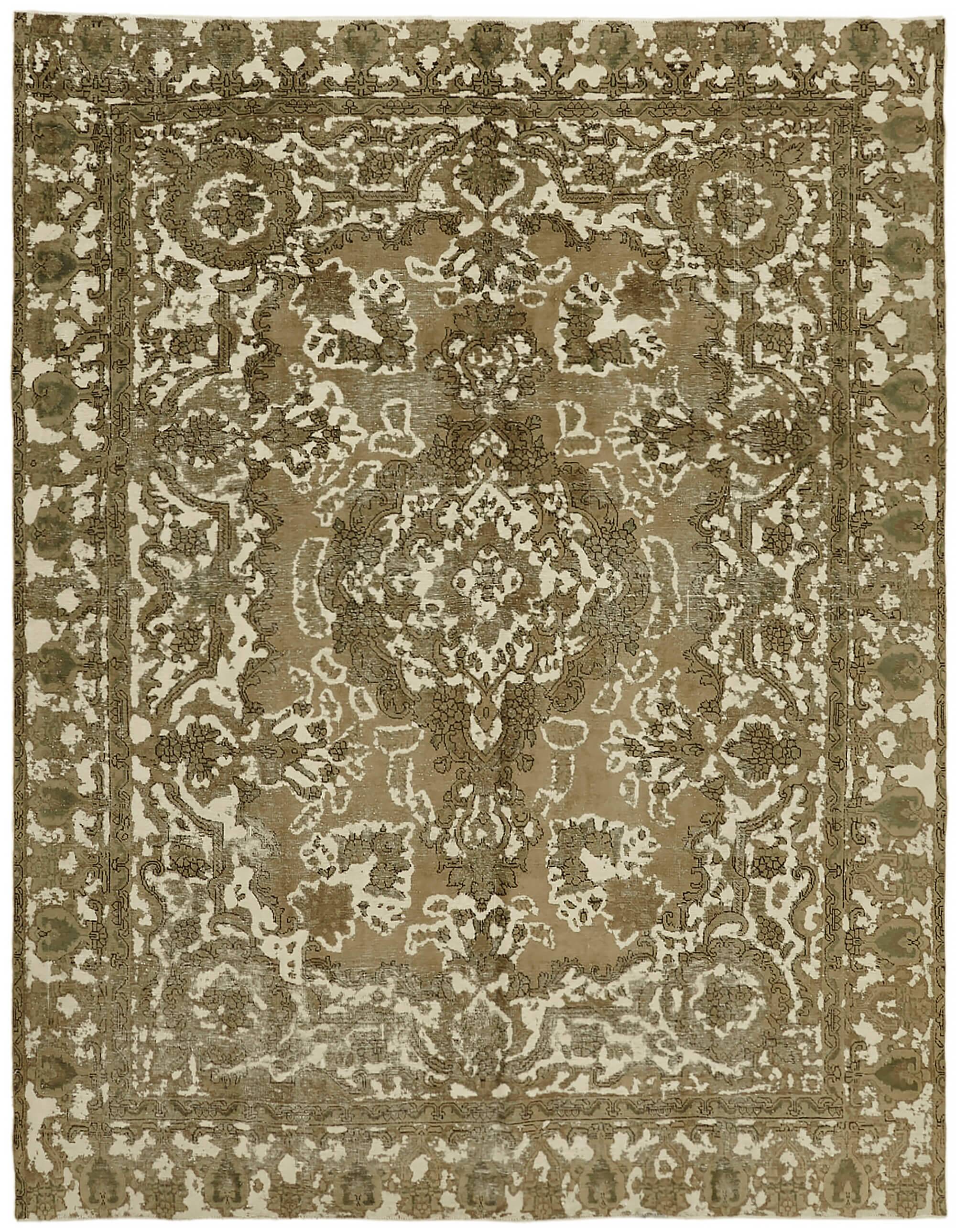 Handmade Oriental Decorative 1980s 285 cm x 355 cm Beige Wool Carpet