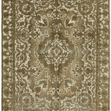 Handmade Oriental Decorative 1980s 285 cm x 355 cm Beige Wool Carpet