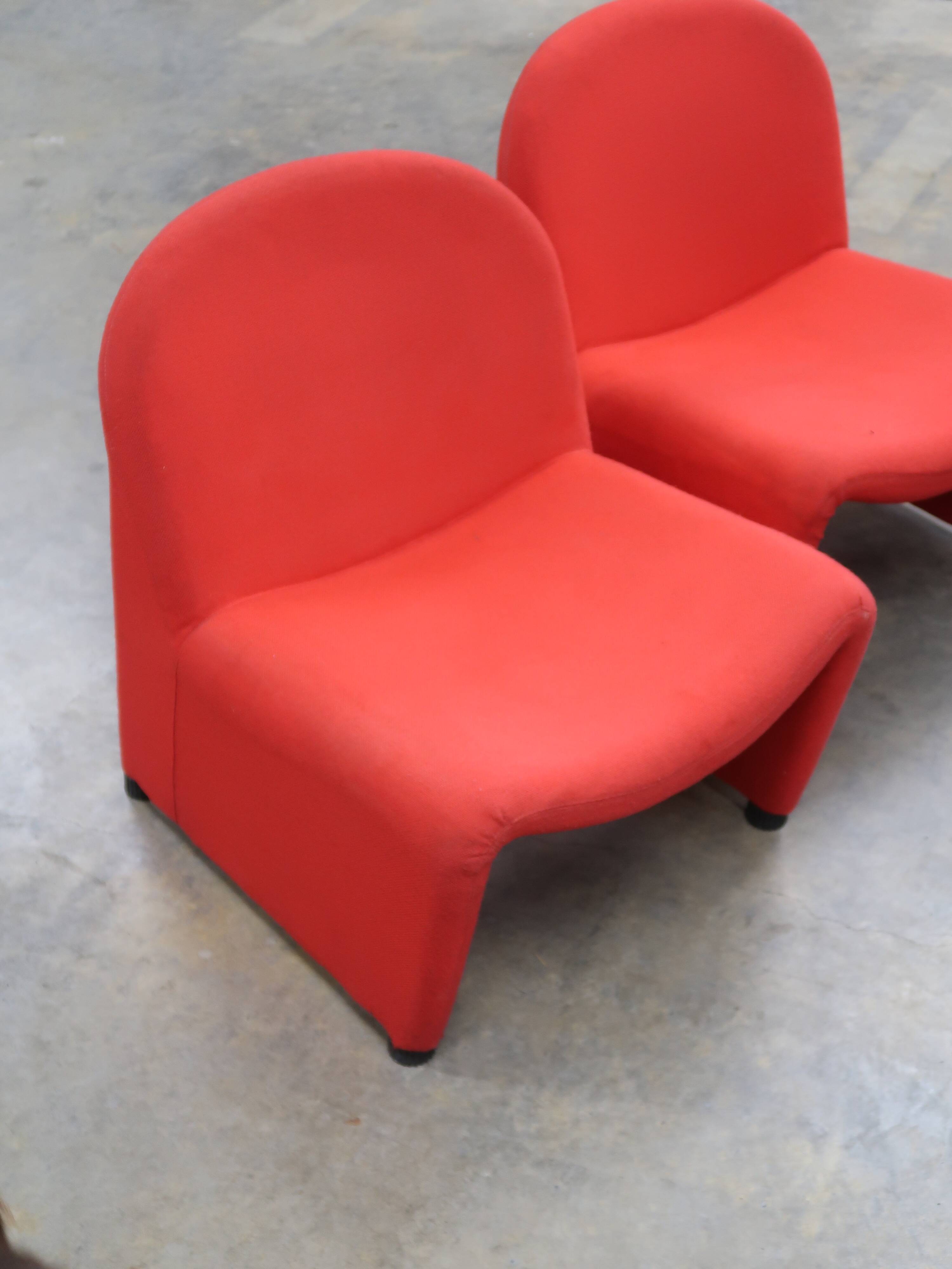 Pair of vintage red armchairs