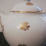 Tea or coffee service in white and gold Limoges porcelain "PL" (Limousine Porcelain)