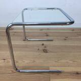 Chrome and glass side table
