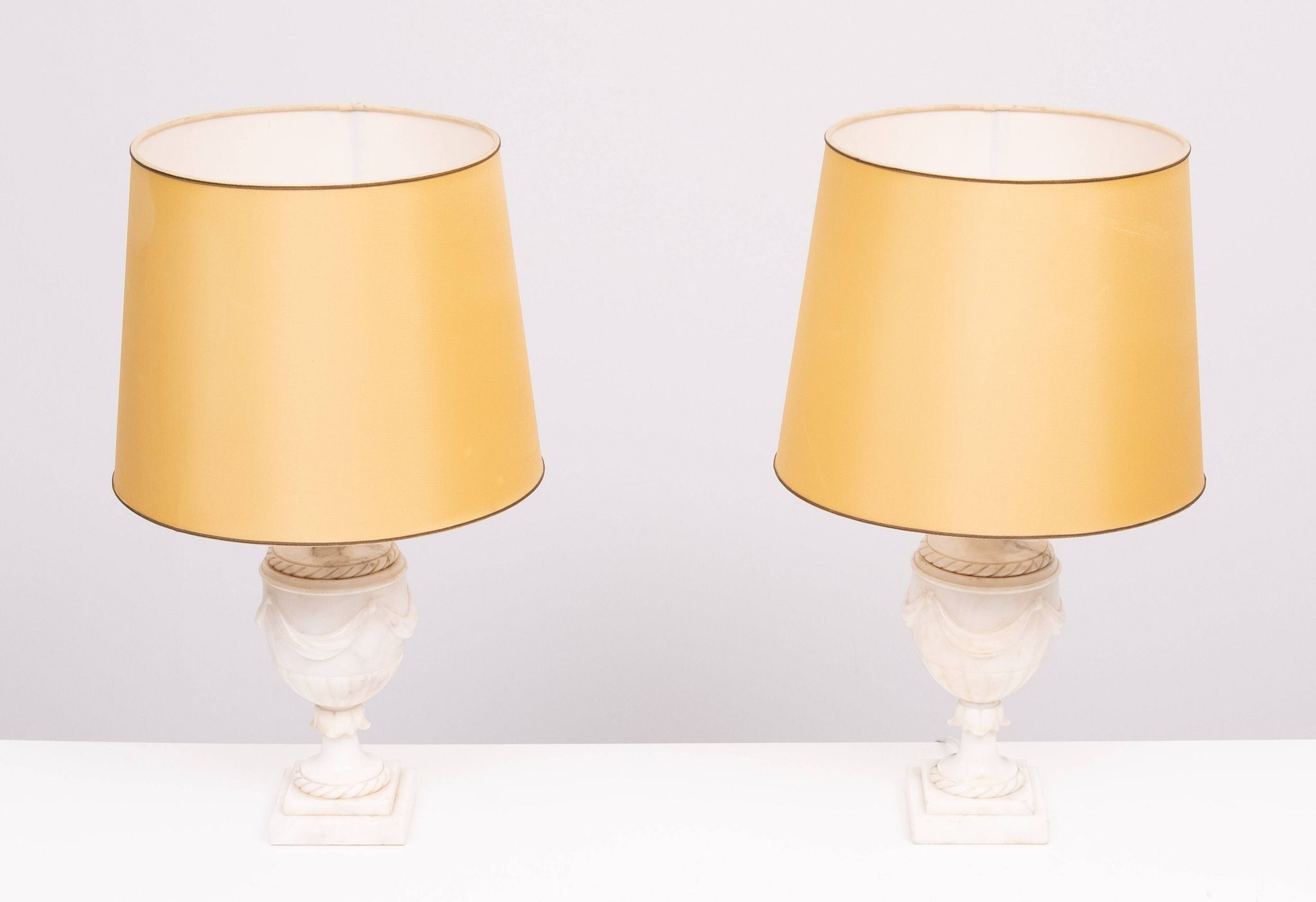 pair Classical Greek Alabaster Table lamps 1950s Italy