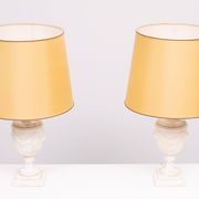 pair Classical Greek Alabaster Table lamps 1950s Italy
