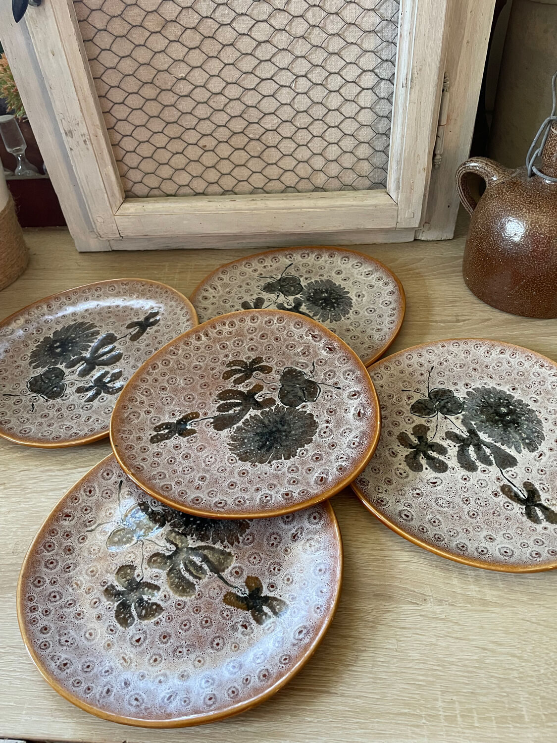 Set of 5 MBFA Pornic 70's dessert plates