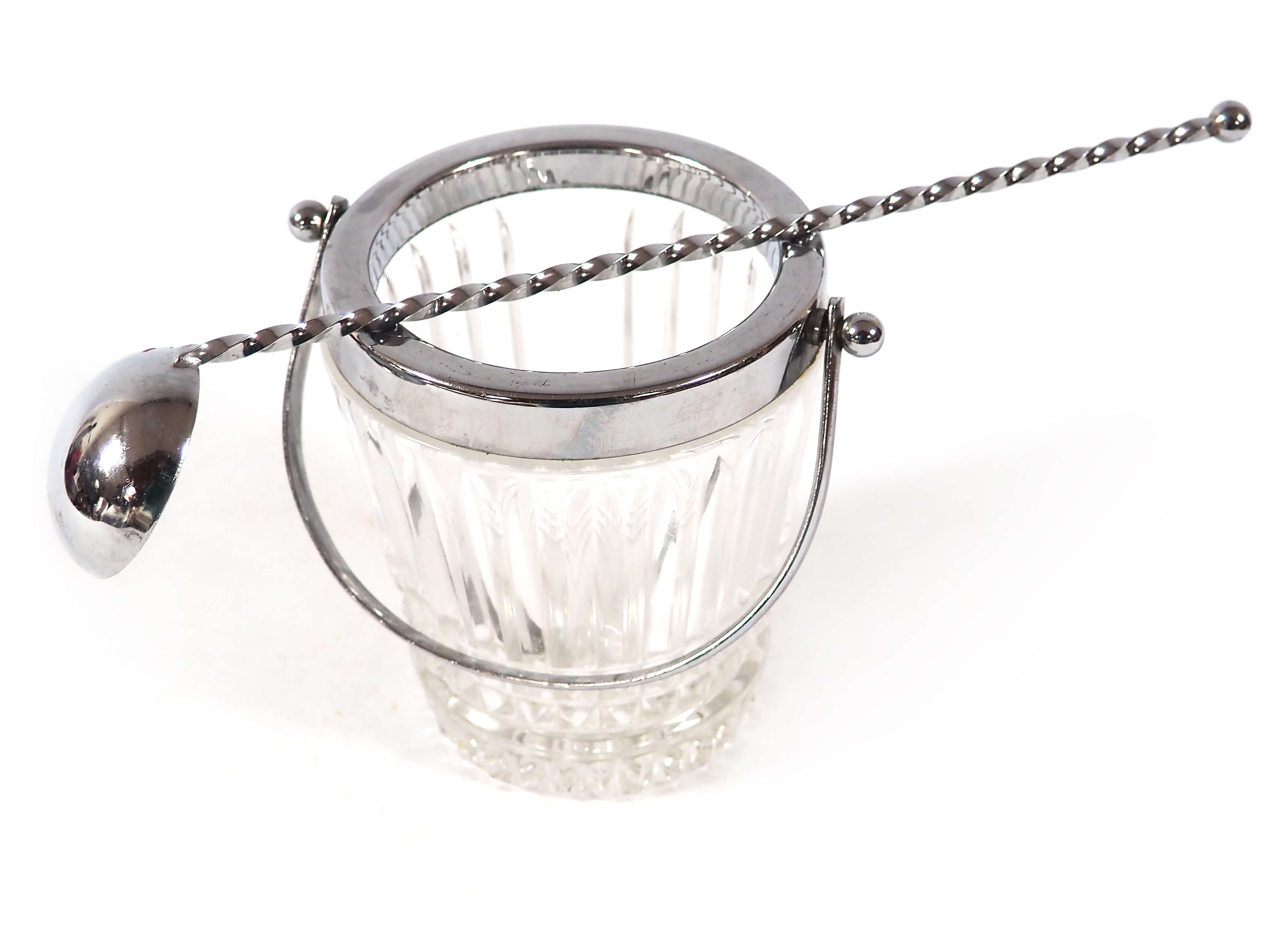 Chrome and glass ice bucket