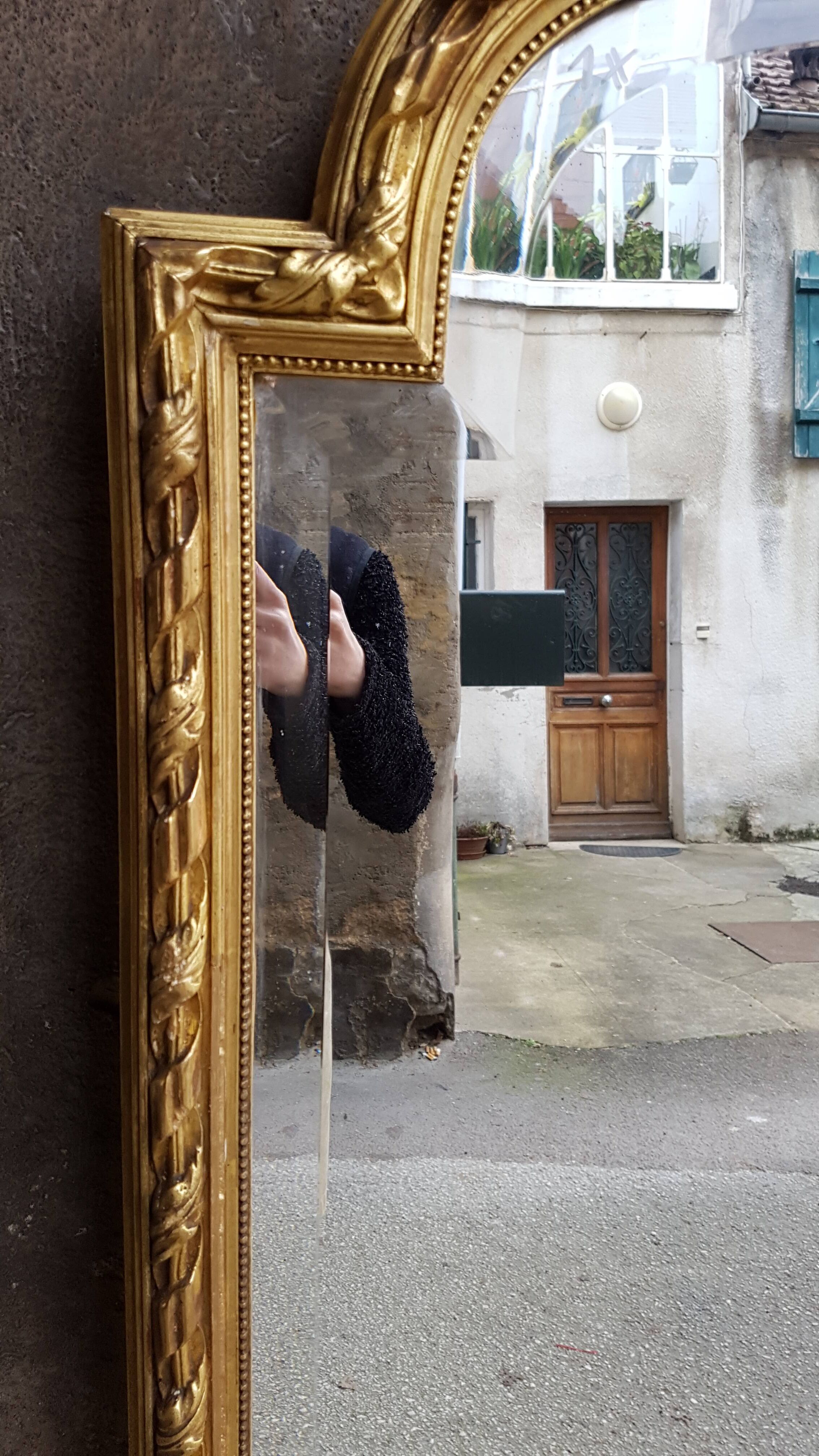 Miroir doré Napoléon III style Louis XVI 159x100cm