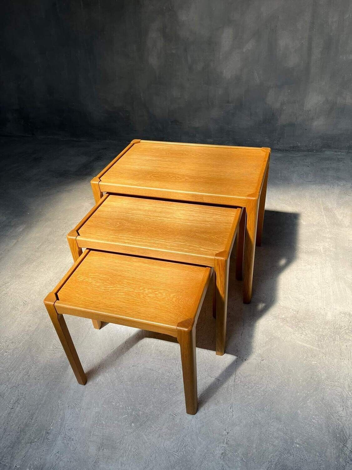 Suite of 3 vintage Scandinavian nesting tables