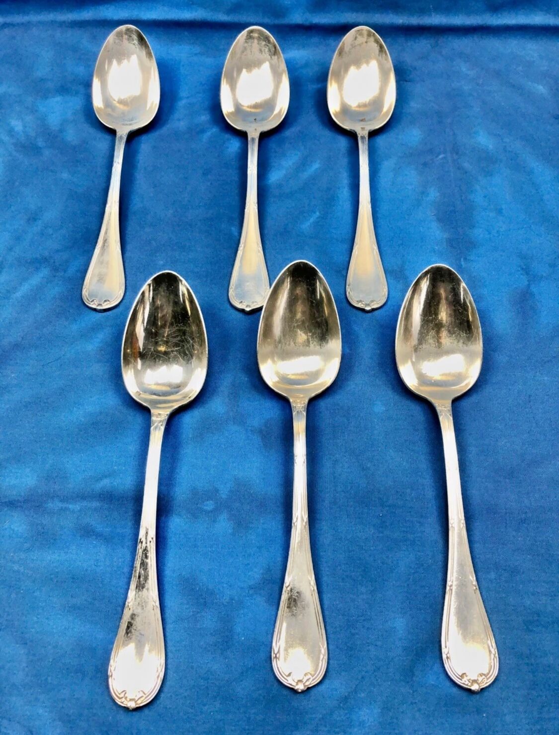 6 silver-plated metal tablespoons Christofle model Crossed Ribbons