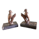 Frajou - Pair of Bookends with Birds, Woodpecker & Portor Marble