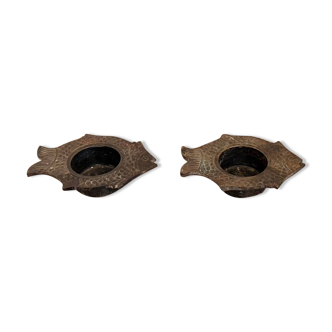 Indian Nepalese Buddhist Bronze Fish Vishnu Candle Holder Lantern