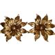 Pair of Florentine Wall Lamps / Ceiling Lights Golden Metal Leaves