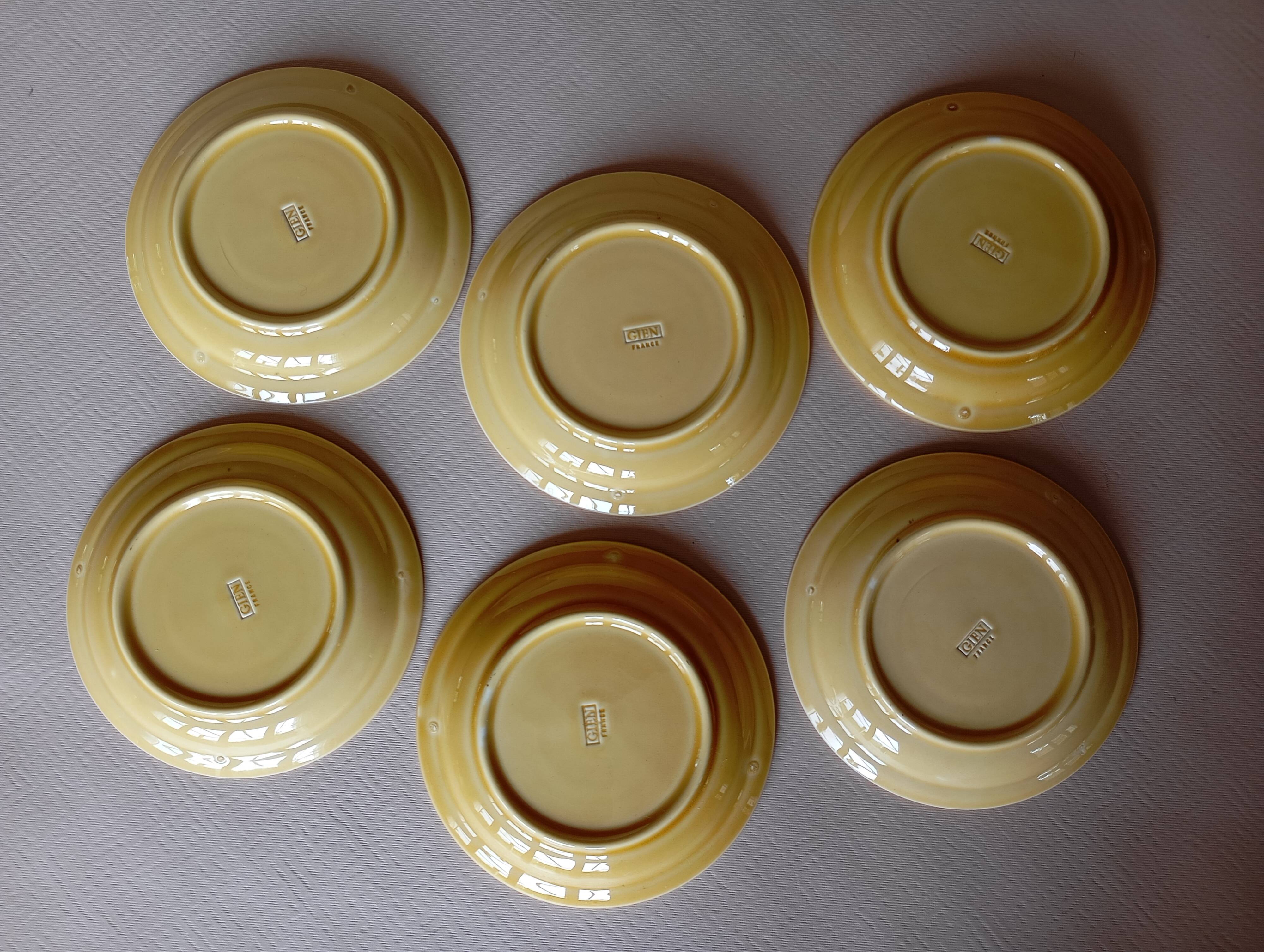 6 Gien "Sun" coffee cups