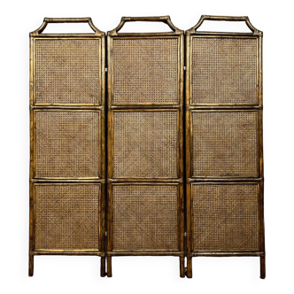 Japanese screen in bamboo and cane base circa 1900