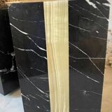 pair of Art Deco bookends in black marble and onyx