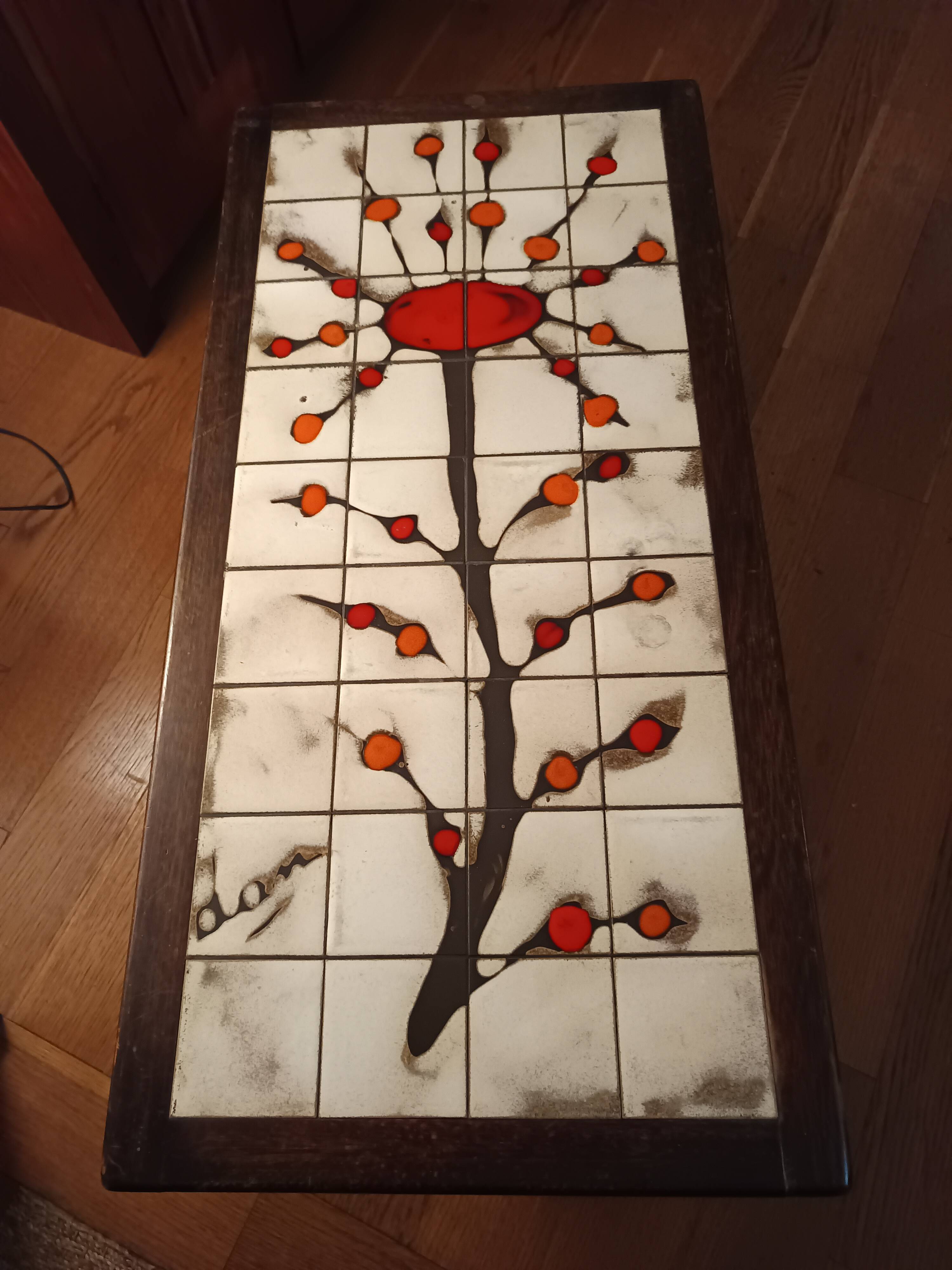 Ceramic and wood coffee table signed dan vallauris 1950/1960