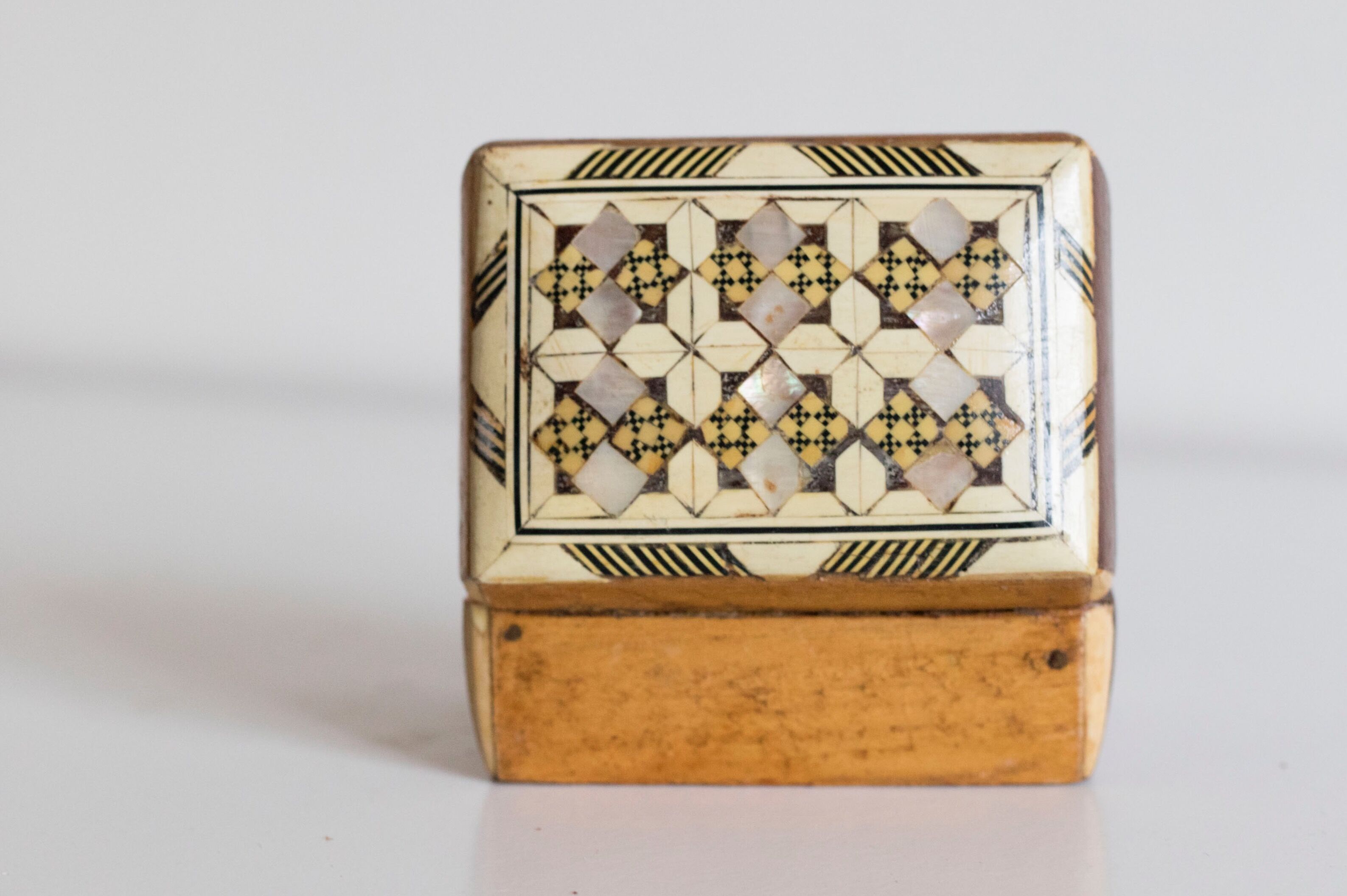 Old wooden box and mother-of-pearl