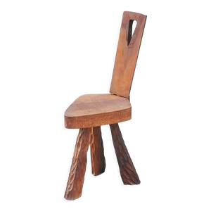 chaise brutaliste vintage - bois massif