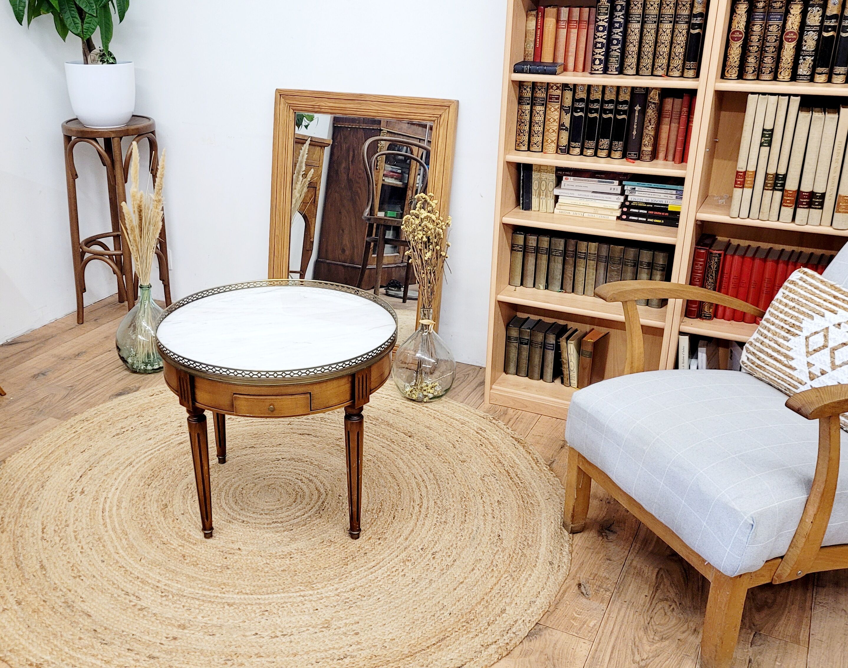 Wooden and marble coffee table