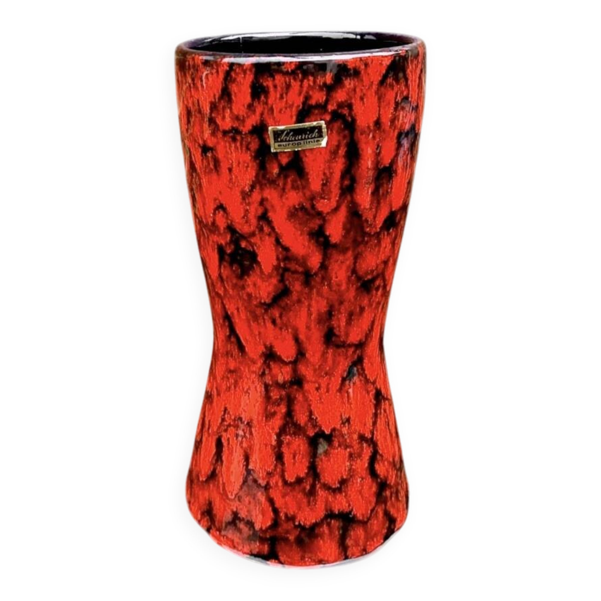 West German Scheurich vase 244/22 “Europ Linie” – red lava ceramic