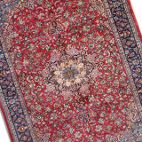 Handmade oriental red blue wool rug - 264x355cm
