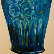 Watercolour and ink table vase Wabi Sabi collection Asia