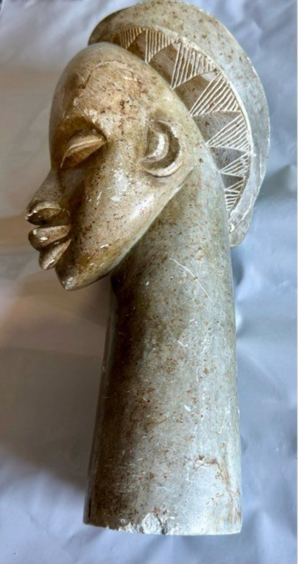 Large african sculpture in steatite stone signed lewanga – art